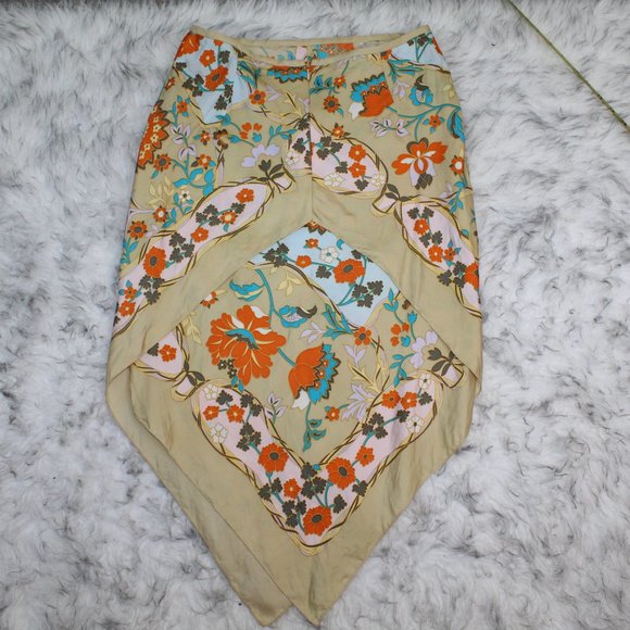 Etcetera 100% Silk Floral Skirt Asymmetrical Hem - Picture 11 of 12